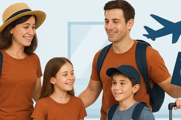 Traveler with luggage — travel insurance illustration